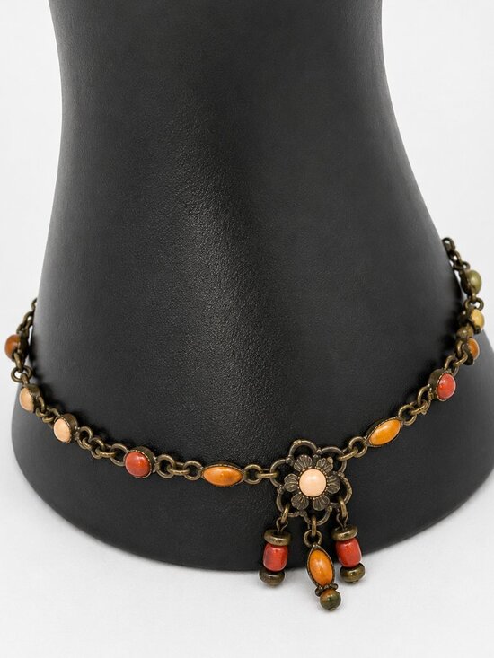 Avon Jewelry - Avon Floral Charm Bracelet – Bronze Tone Beaded Vintage Style